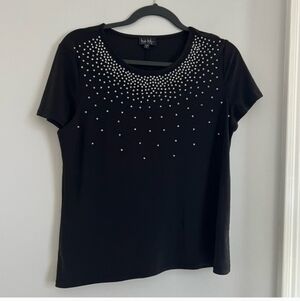 Nicole Miller Black Beaded/Embellished Women's Top